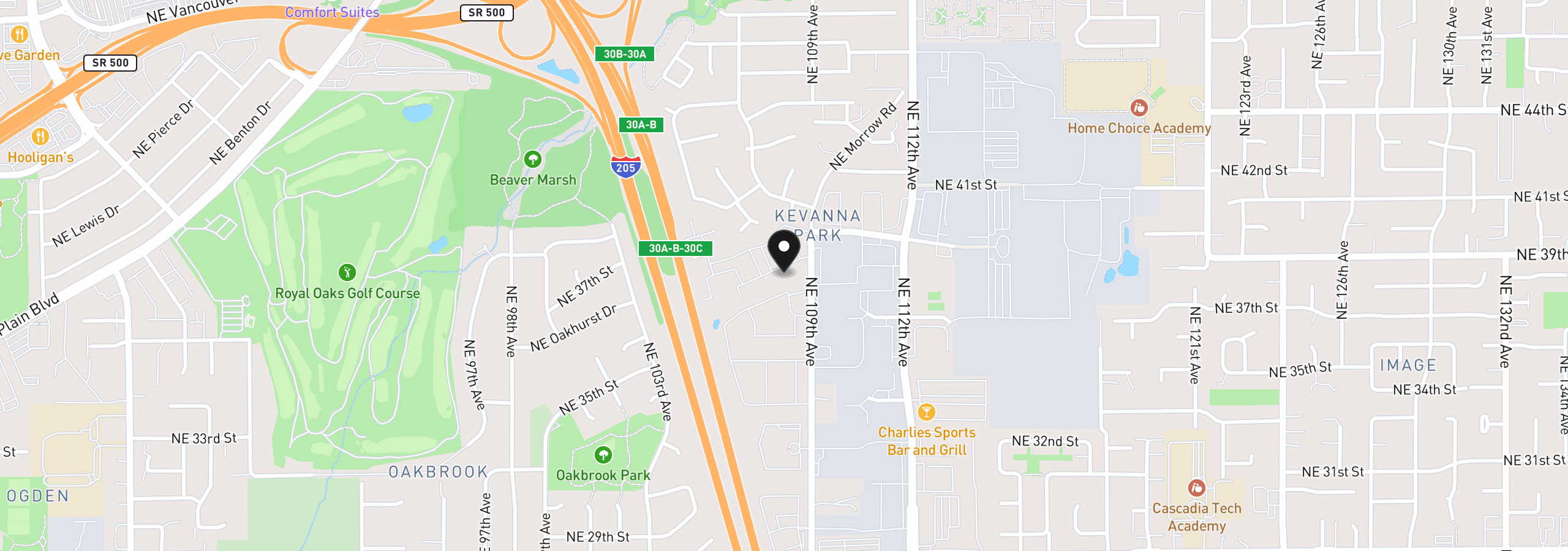 Map showing the location of 4000 NE 109th Ave B142, Vancouver, Wa 98682