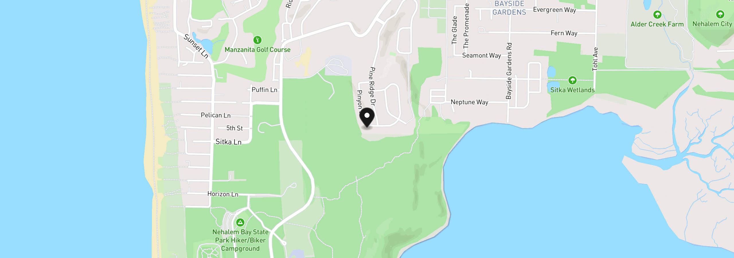 Map showing the location of 34470 Pinyon Dr, Manzanita, OR 97130