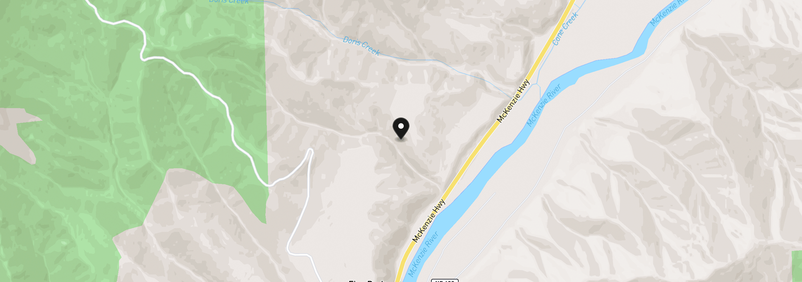 Map showing the location of Highway 126, Marcola, OR 97454