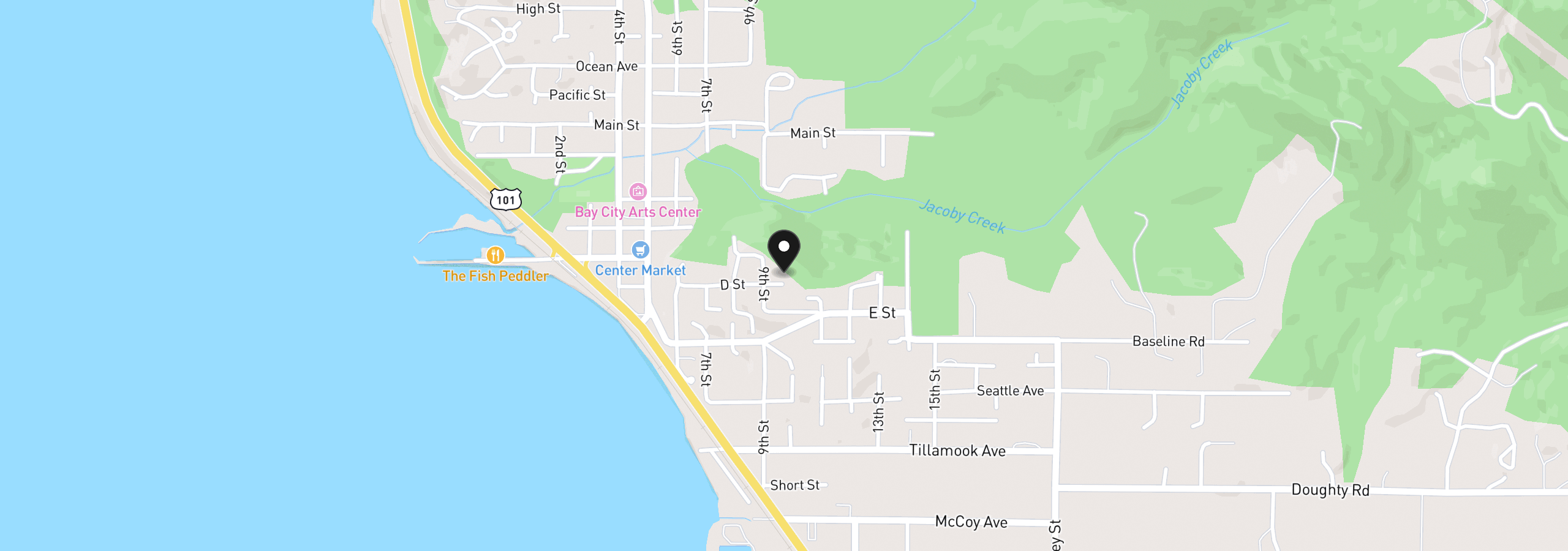 Map showing the location of D St 900,901, Bay City, OR 97107