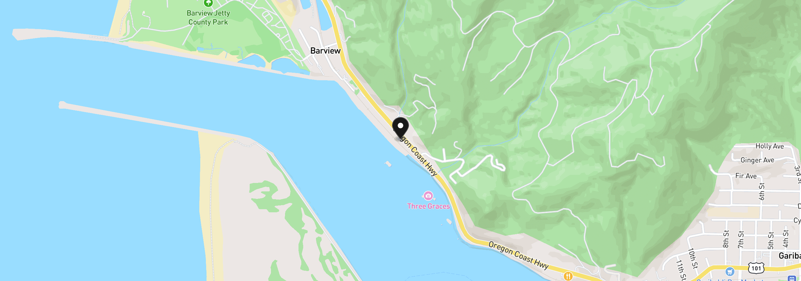 Map showing the location of Highway 101 901, Rockaway Beach, OR 97136