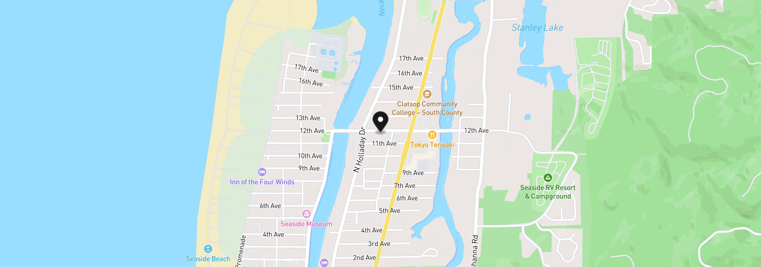 Map showing the location of 811 12th Ave, Seaside, OR 97138