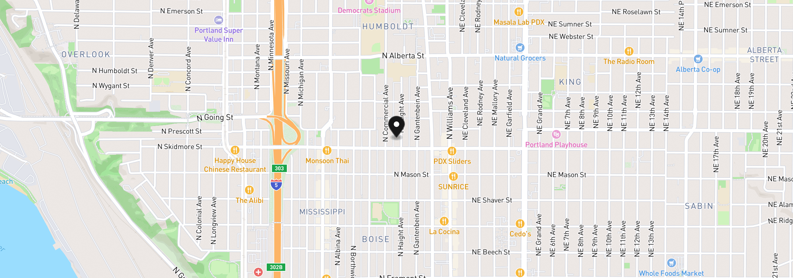 Map showing the location of 4335 N Haight Ave, Portland, OR 97217