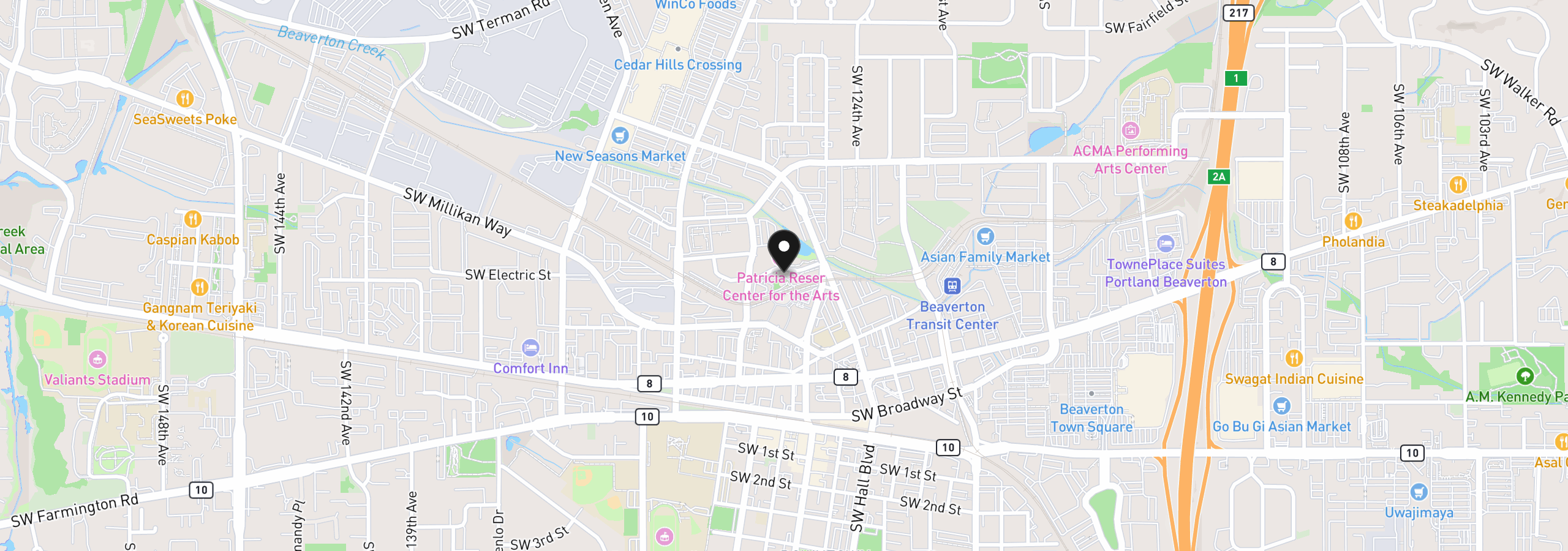 Map showing the location of 12600 SW Crescent St 420, Beaverton, OR 97005