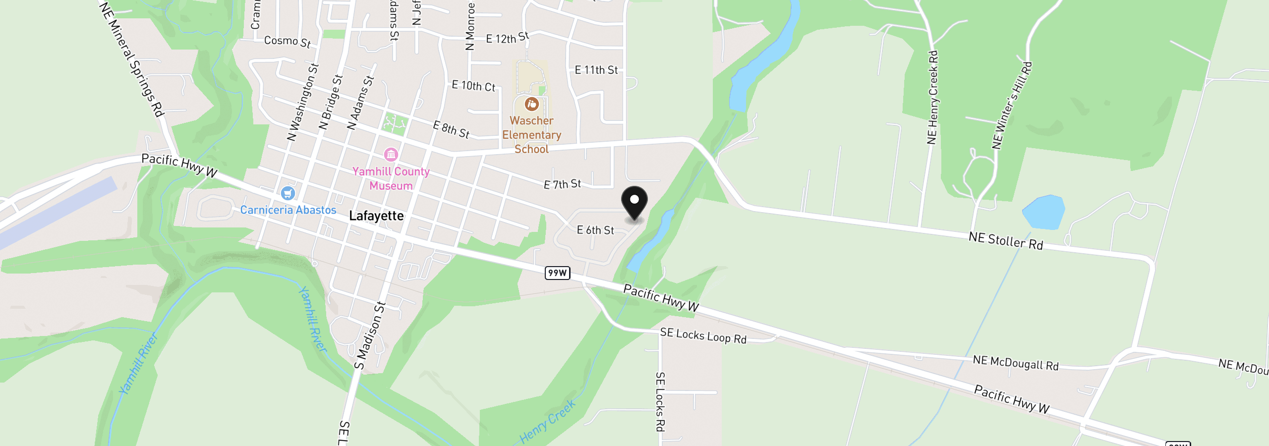 Map showing the location of 1282 E 3rd St 37, Lafayette, OR 97127