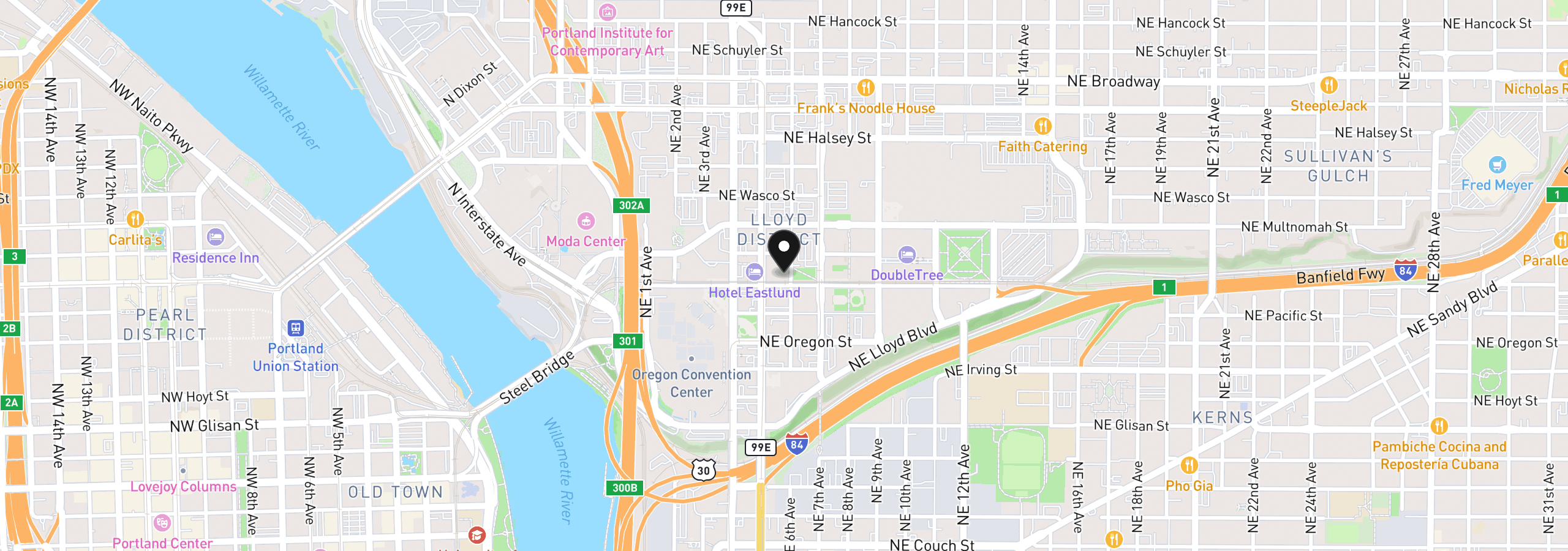 Map showing the location of 533 NE Holladay St 502, Portland, OR 97232