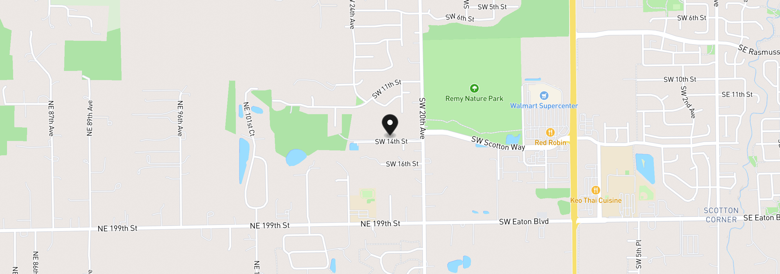 Map showing the location of 1402 SW 20th Ave, Battle Ground, Wa 98604