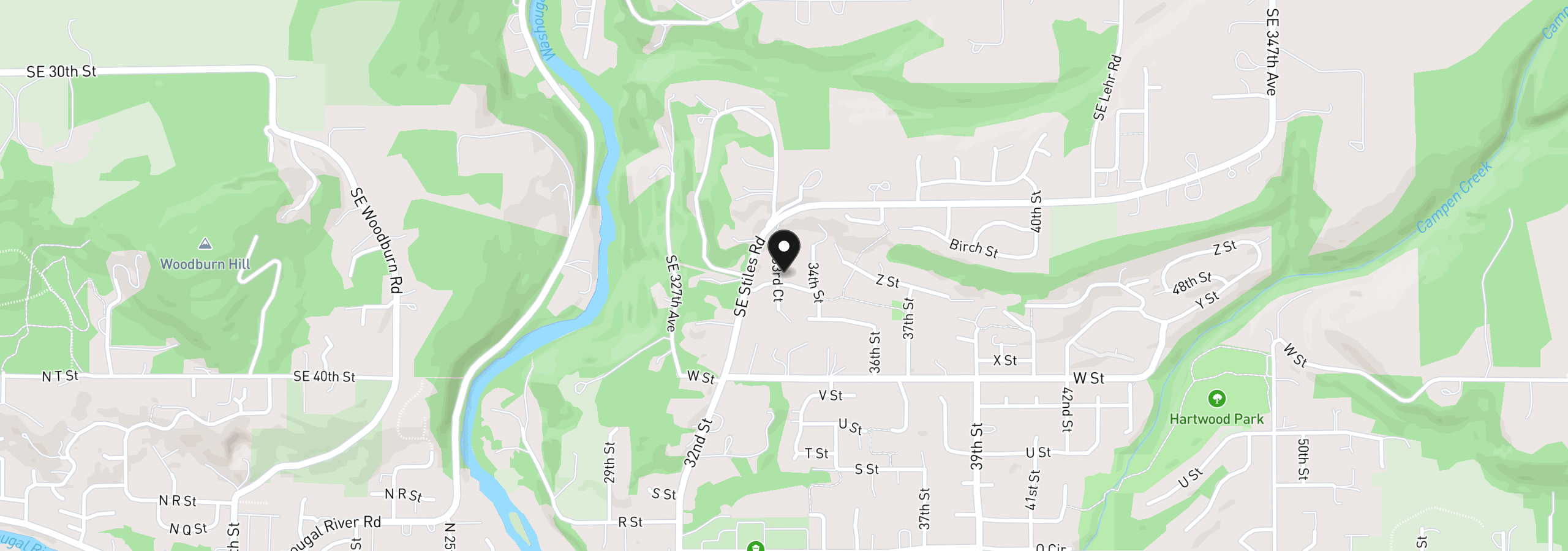 Map showing the location of 2506 33rd Ct, Washougal, Wa 98671