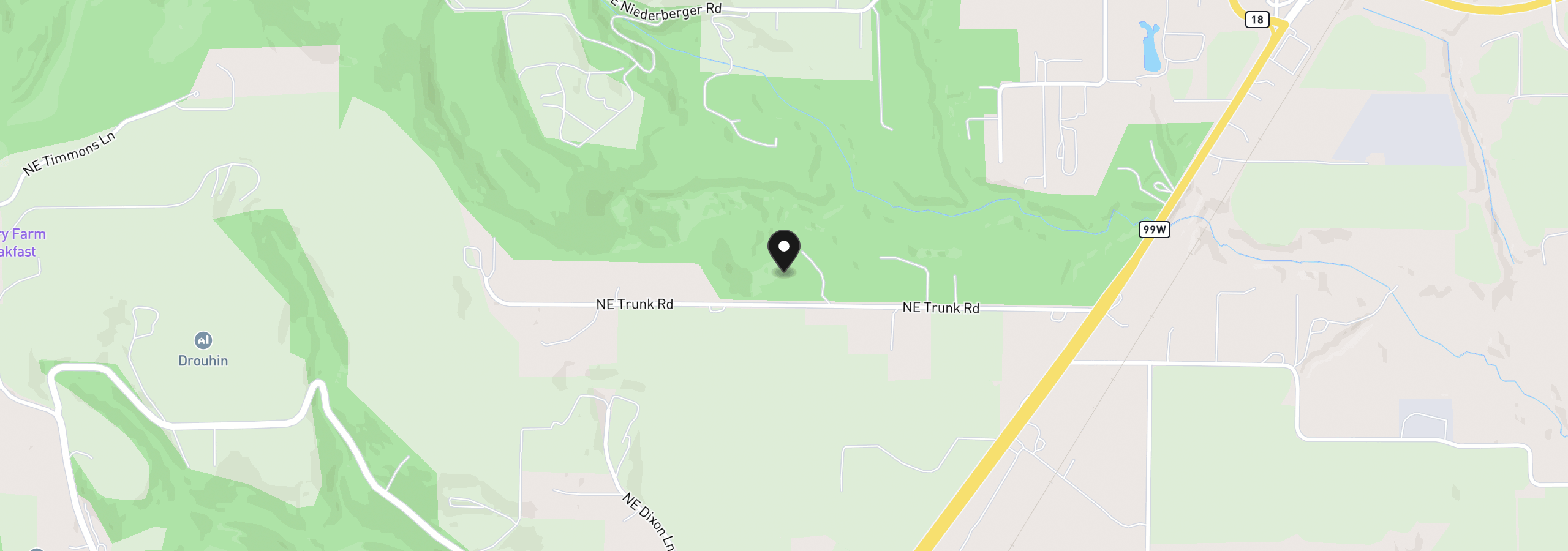 Map showing the location of 19775 NE Trunk Rd, Dundee, OR 97115