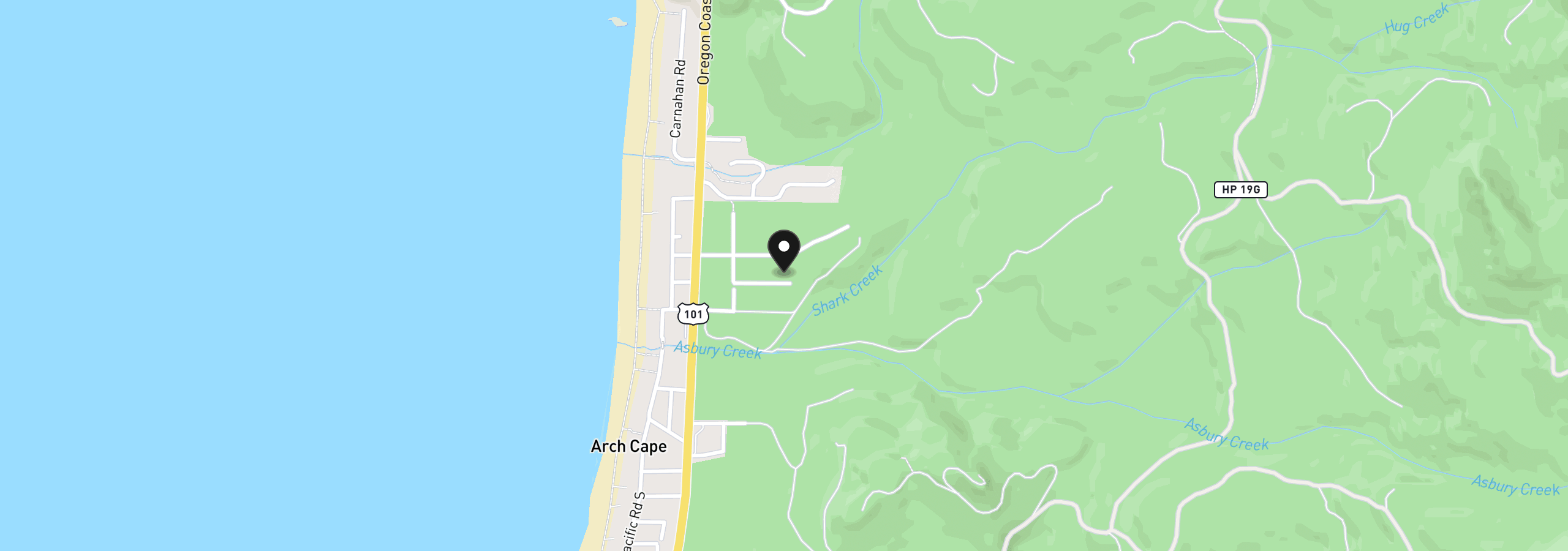 Map showing the location of 32073 Cedar Ln, Arch Cape, OR 97102