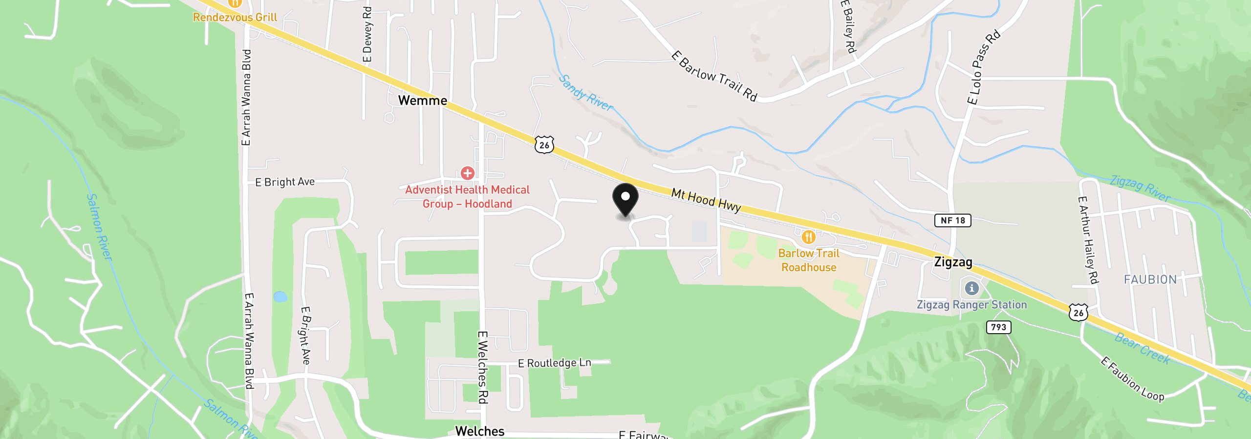 Map showing the location of 24683 E Cedar Hill Pl, Welches, OR 97067