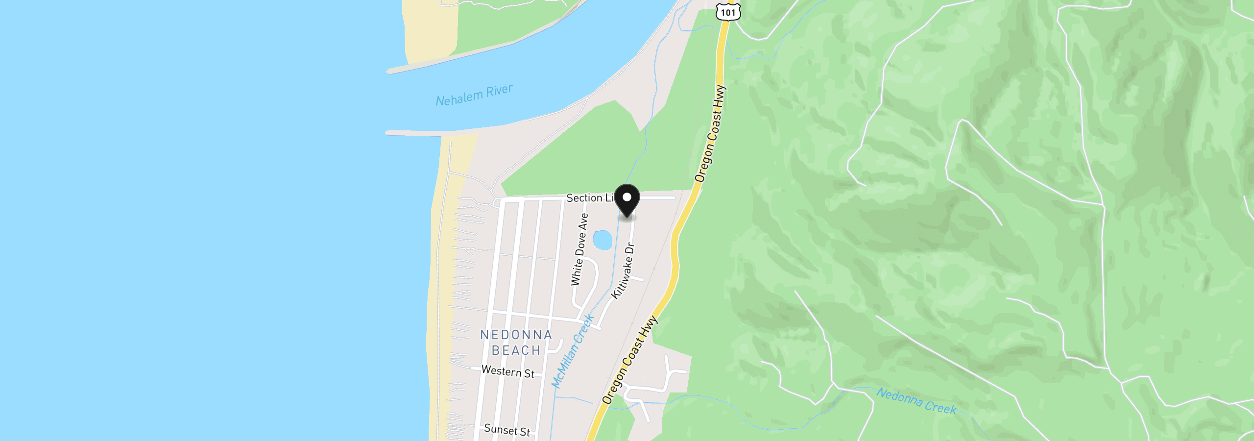 Map showing the location of 26656 Kittiwake Dr, Rockaway Beach, OR 97136