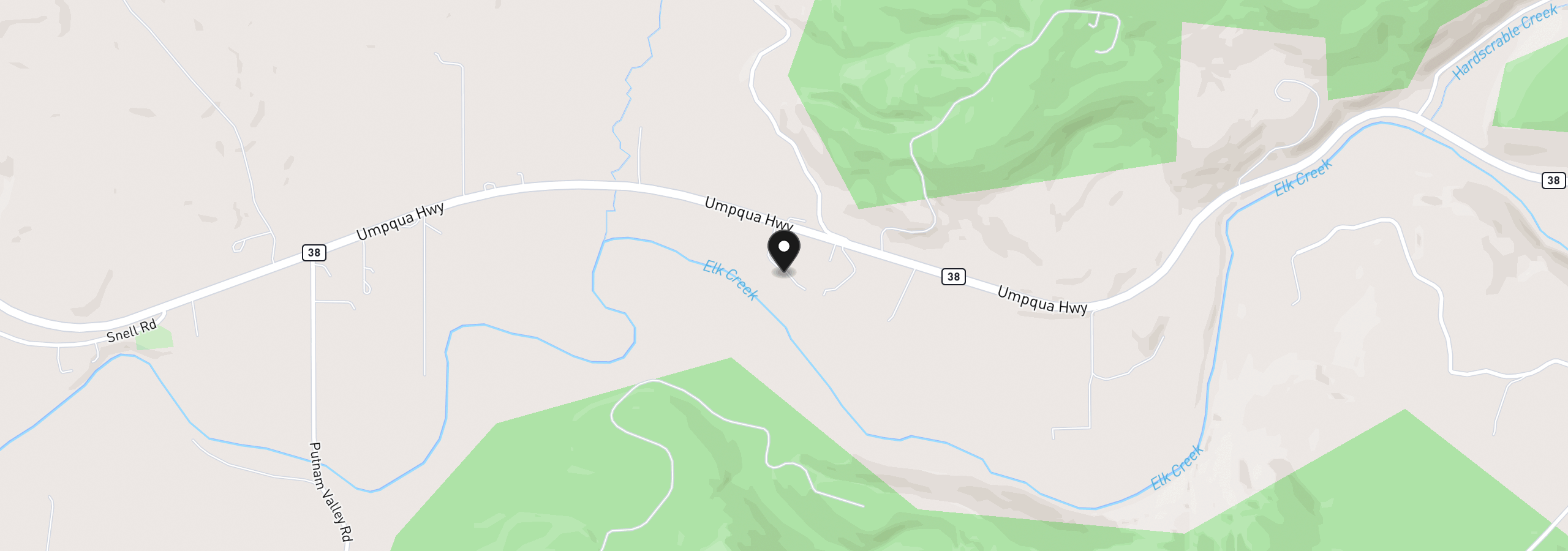 Map showing the location of 4340 State Highway 38, Drain, OR 97435