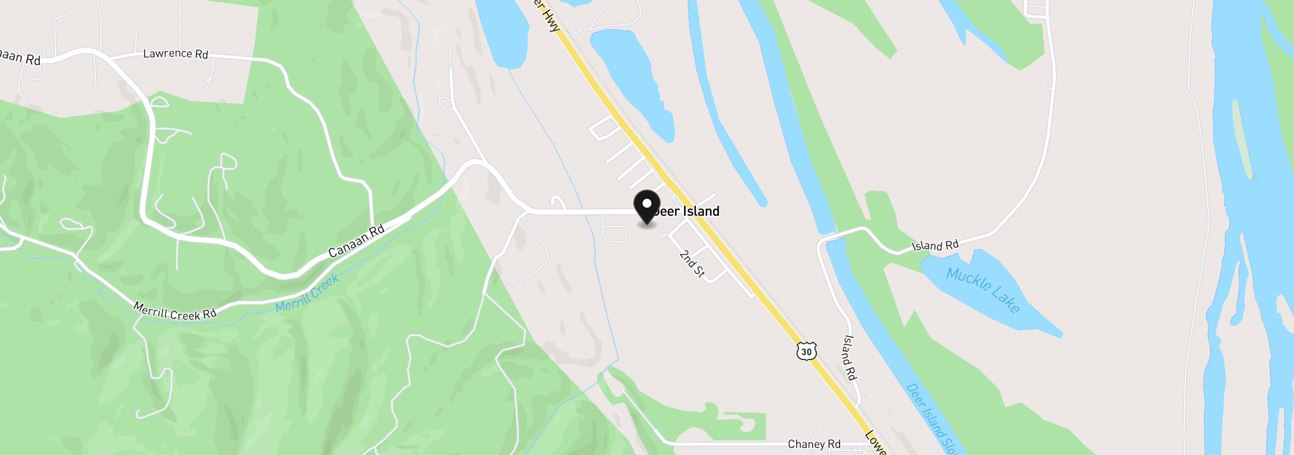 Map showing the location of 34920 Canaan Rd, Deer Island, OR 97054