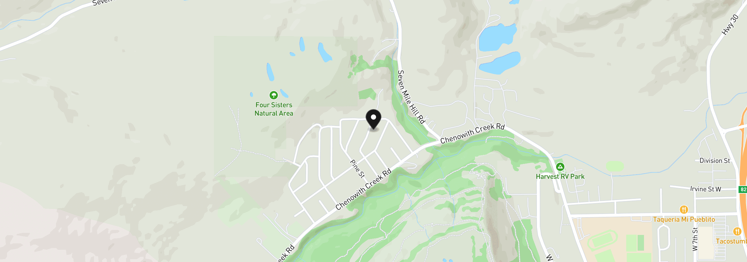 Map showing the location of 1147 Oak St W, The Dalles, OR 97058