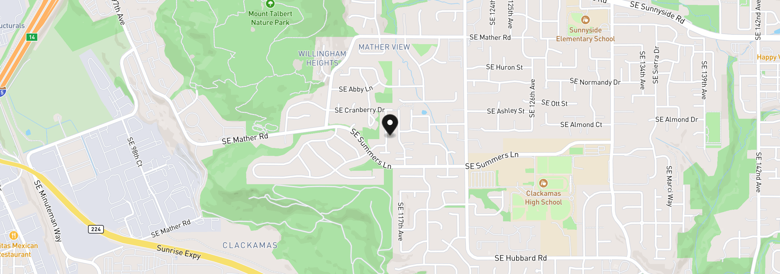 Map showing the location of 14156 SE 116th Ave, Clackamas, OR 97015
