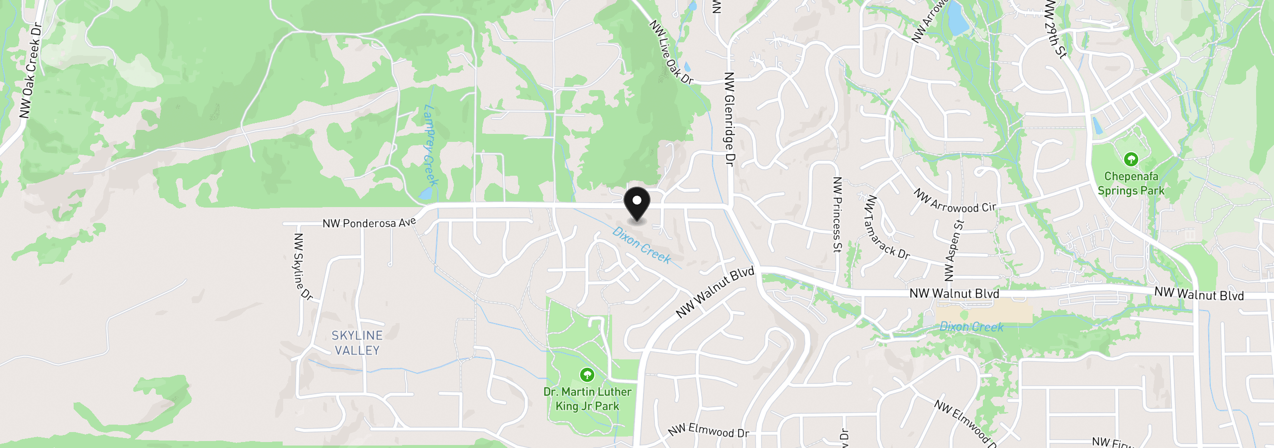 Map showing the location of 2991 NW Cassia Pl, Corvallis, OR 97330