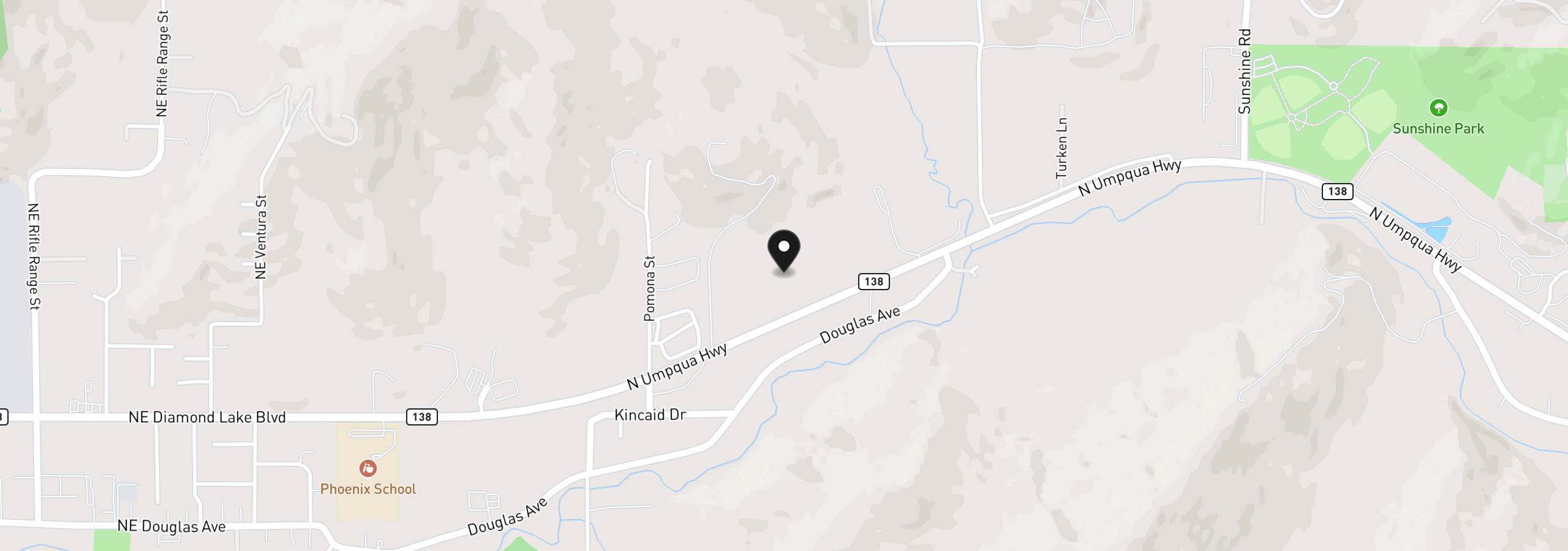 Map showing the location of 0 North Umpqua Hwy 500, Roseburg, OR 97470