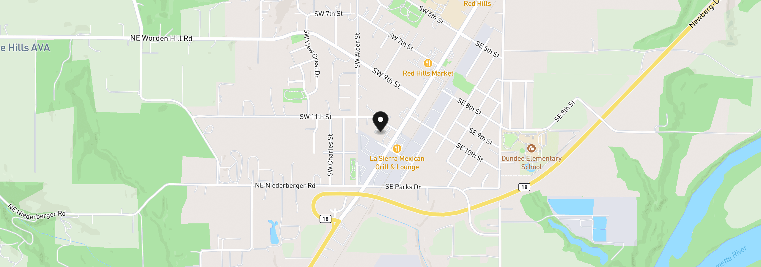 Map showing the location of 1143 SW James Ct, Dundee, OR 97115