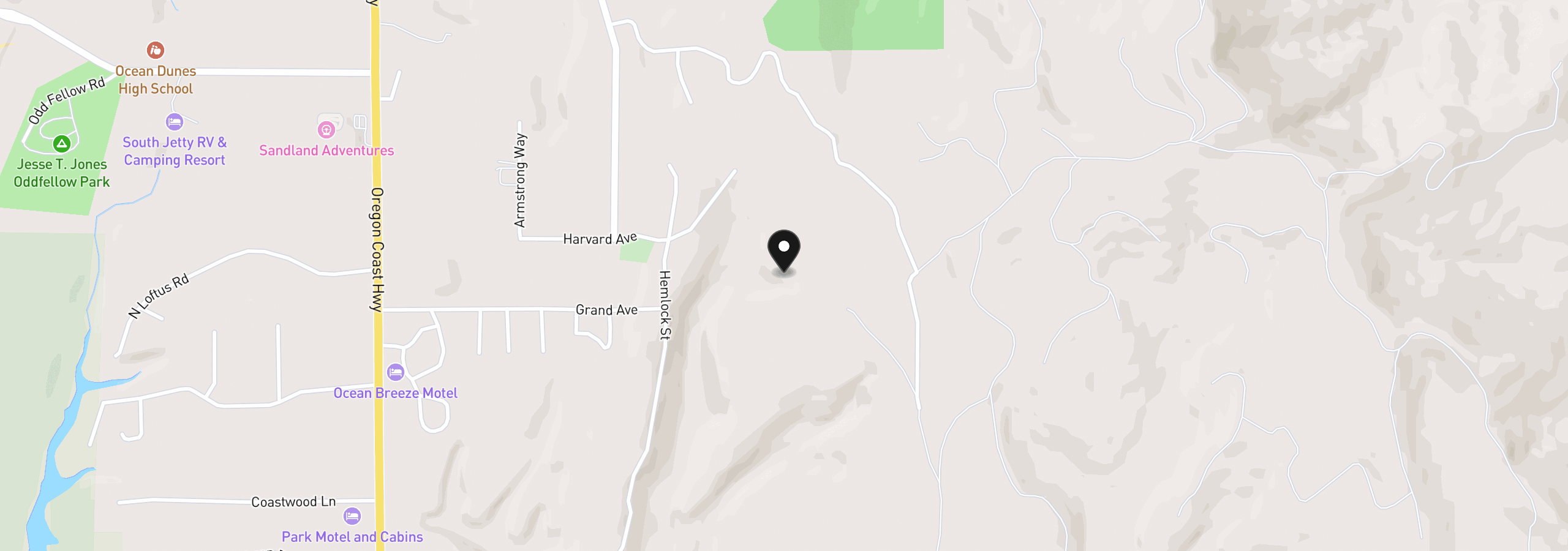 Map showing the location of Grand Ave 700, Florence, OR 97439