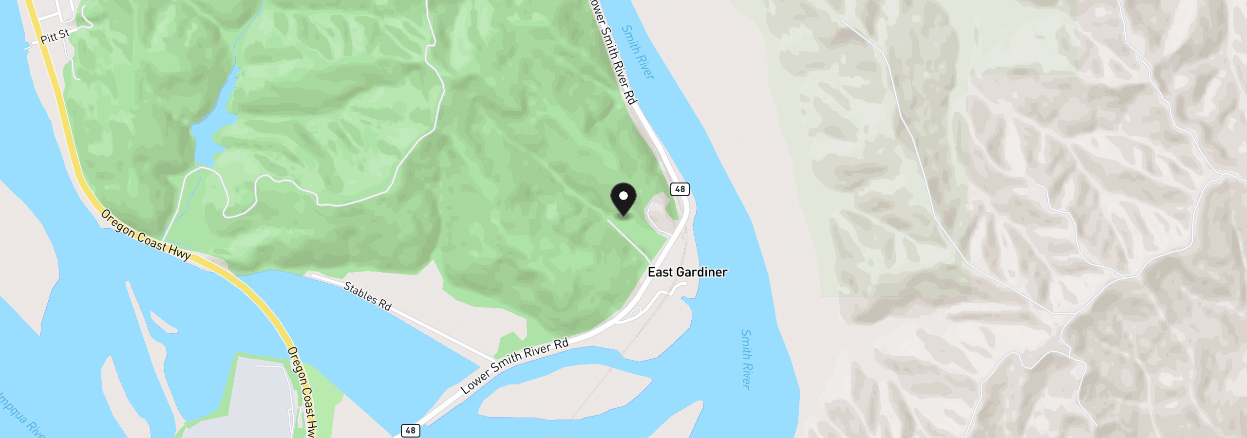 Map showing the location of 1040 Lower Smith River Rd, Reedsport, OR 97467