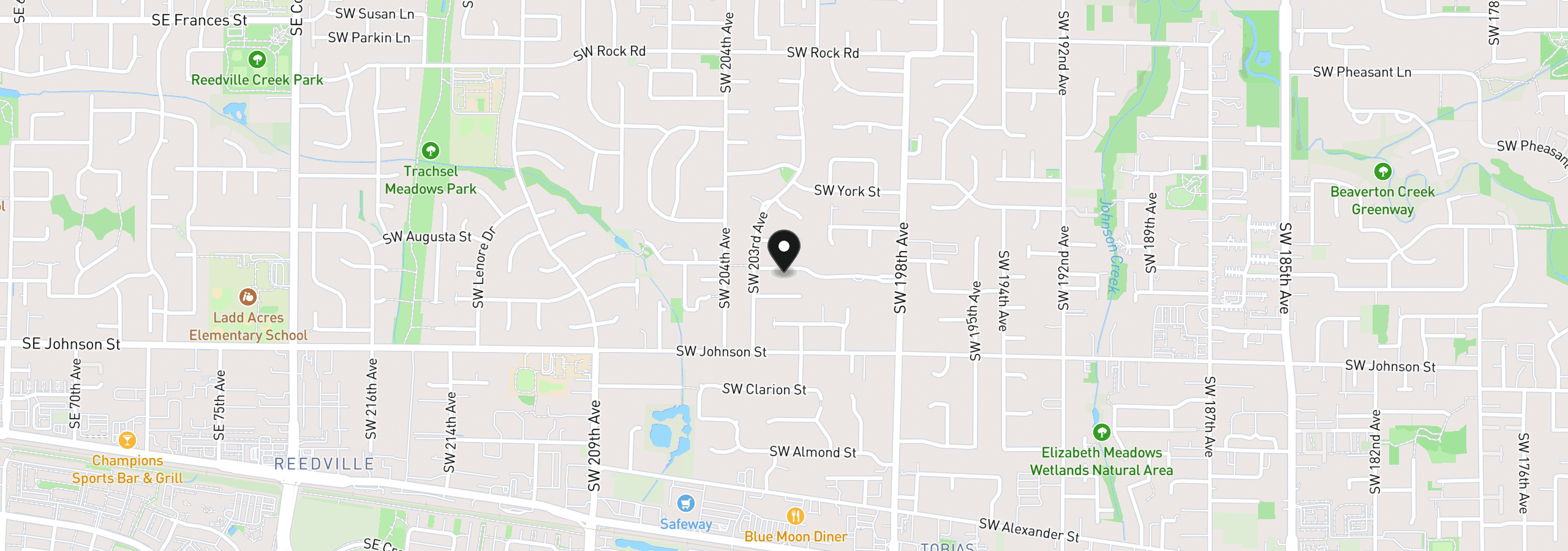 Map showing the location of 20190 SW Imperial St, Beaverton, OR 97003