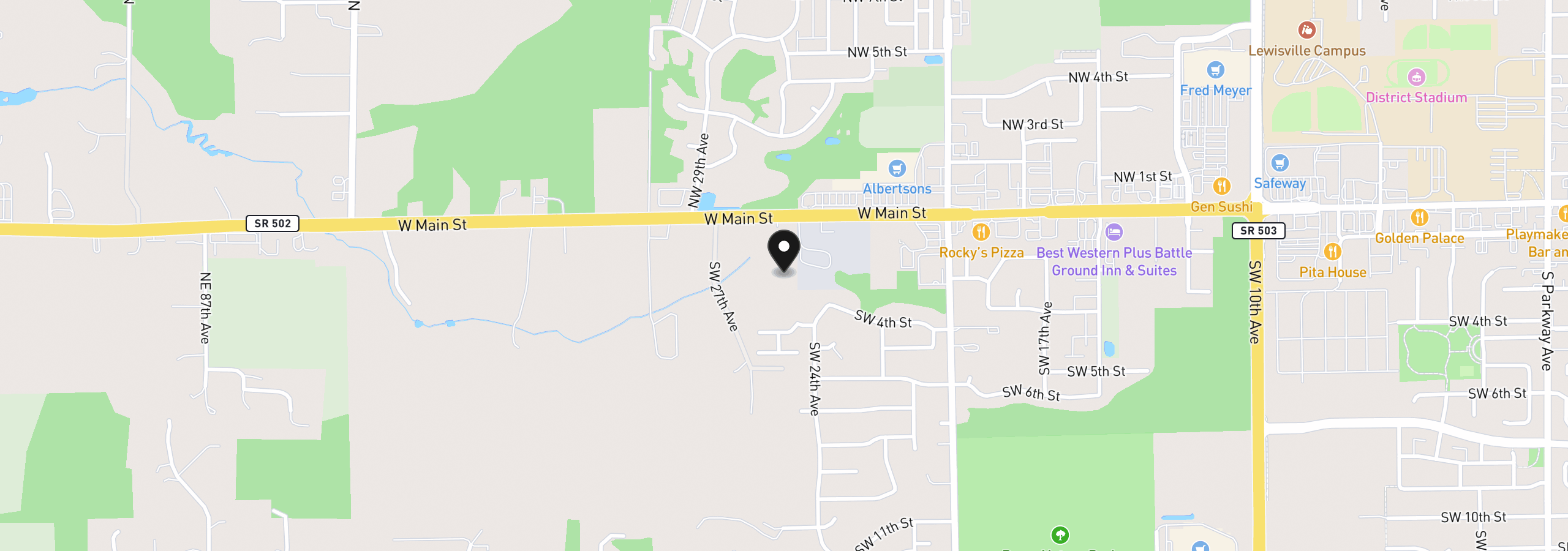 Map showing the location of 2514 W Main St, Battle Ground, Wa 98604