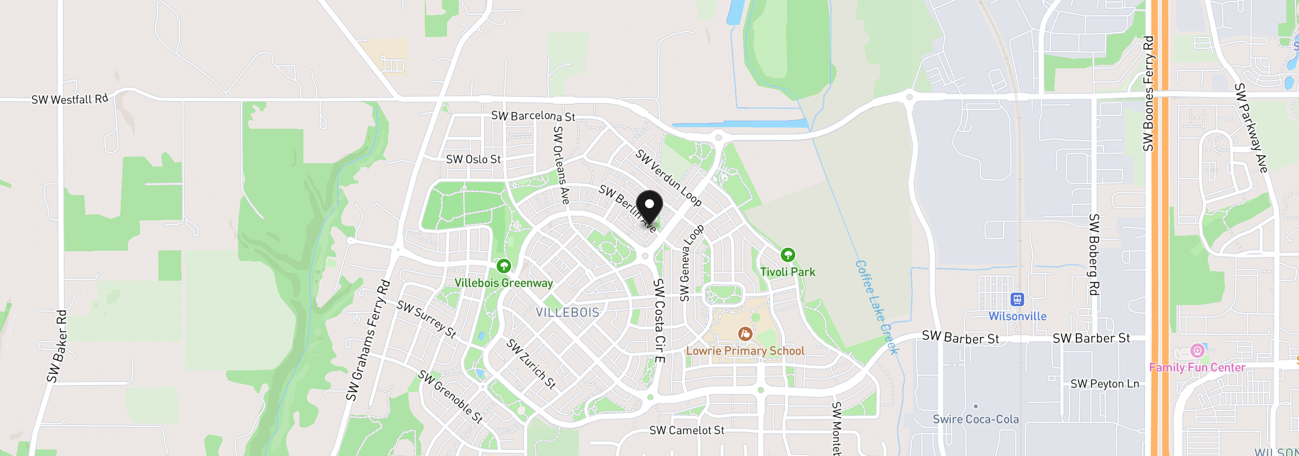 Map showing the location of 11102 SW Berlin Ave, Wilsonville, OR 97070