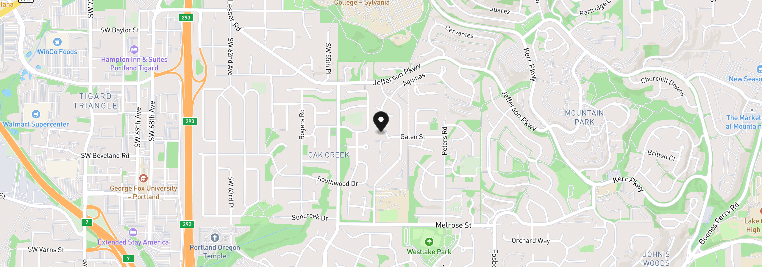 Map showing the location of 84 Galen St, Lake Oswego, OR 97035