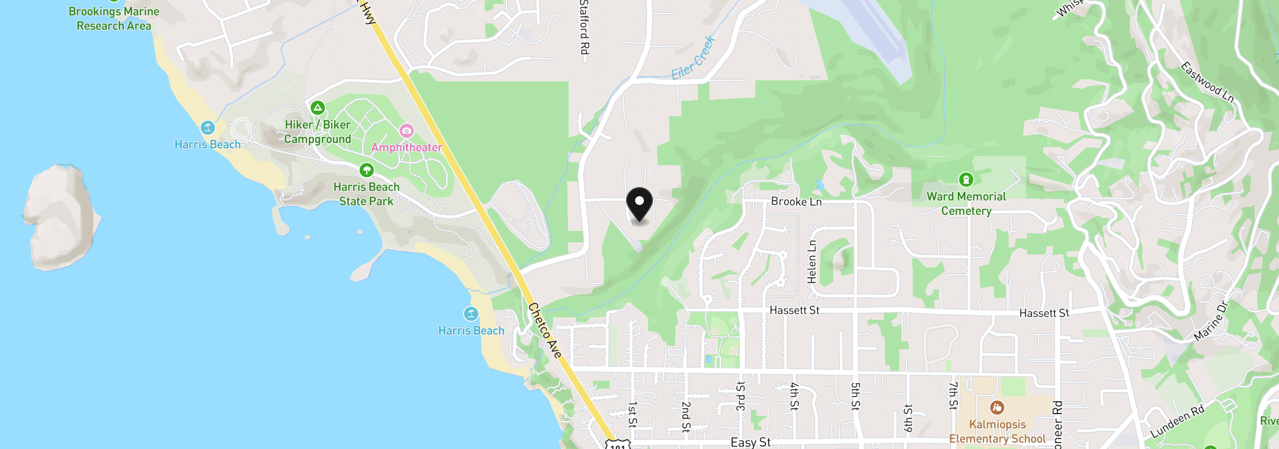 Map showing the location of 6923 Oakwood Ct, Brookings, OR 97415