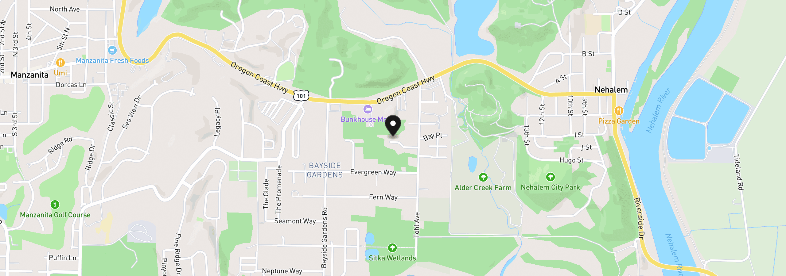 Map showing the location of 11620 Sawgrass Pl, Nehalem, OR 97131