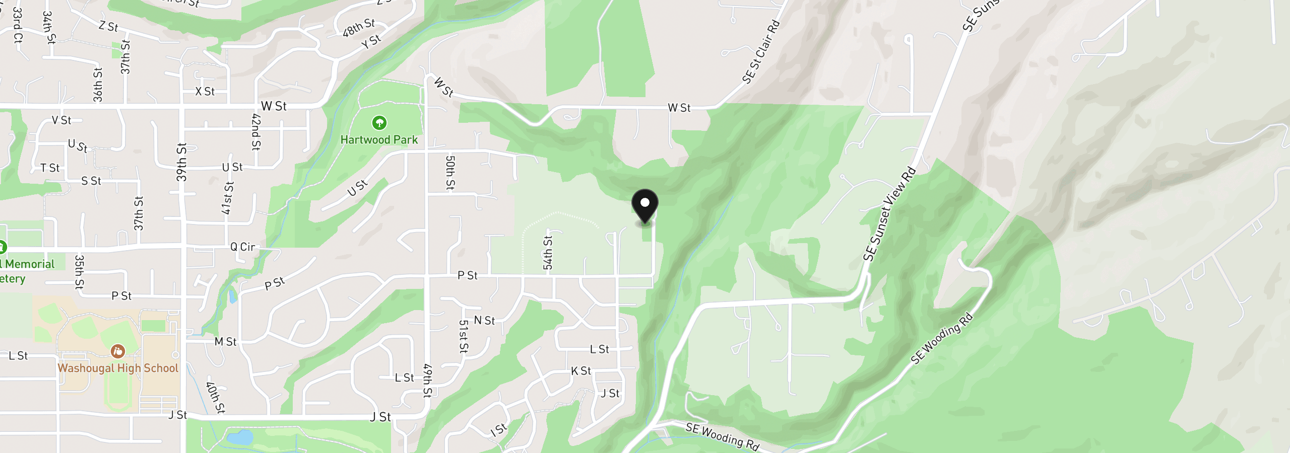 Map showing the location of 1853 58th Ct, Washougal, Wa 98671