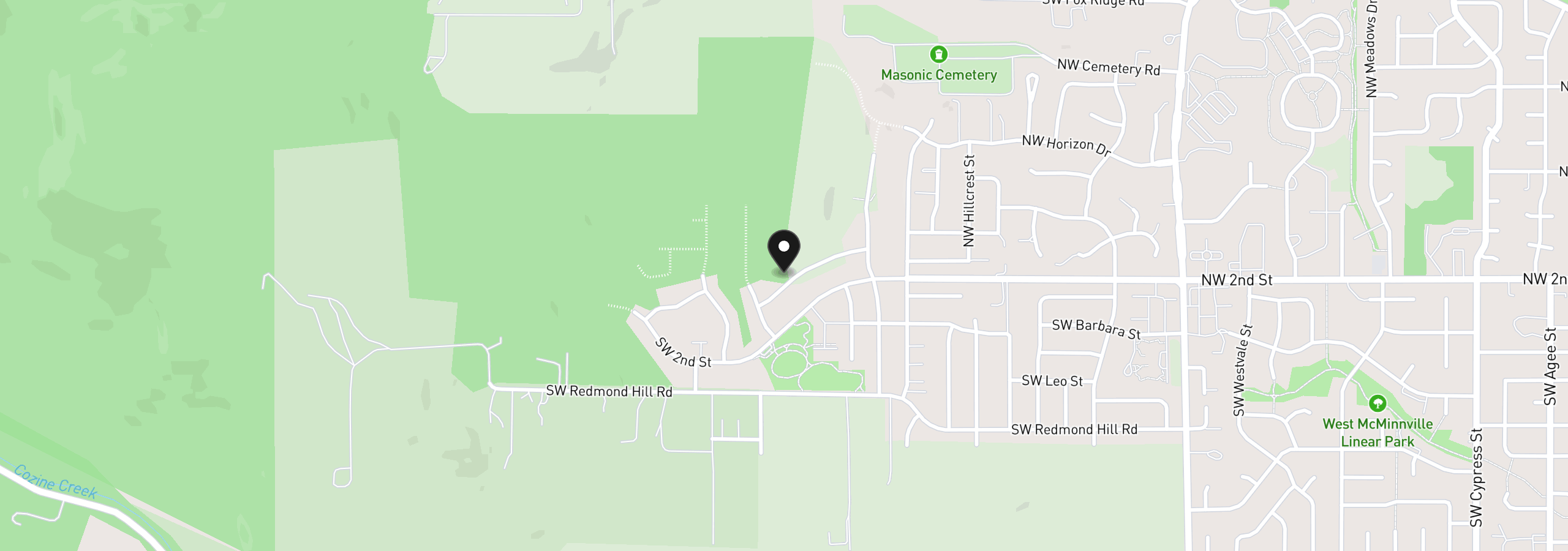 Map showing the location of 2877 NW Mt Ashland Ln, McMinnville, OR 97128