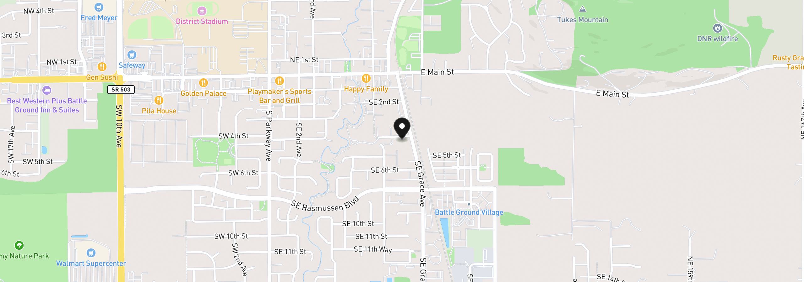 Map showing the location of 807 SE 4th St, Battle Ground, Wa 98604