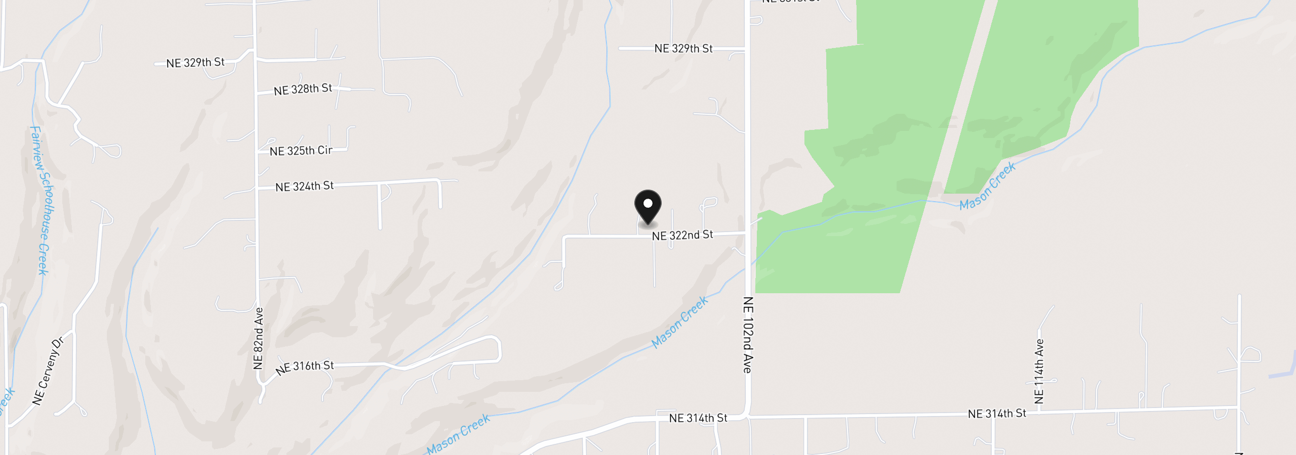 Map showing the location of 9816 NE 322nd St, La Center, Wa 98629