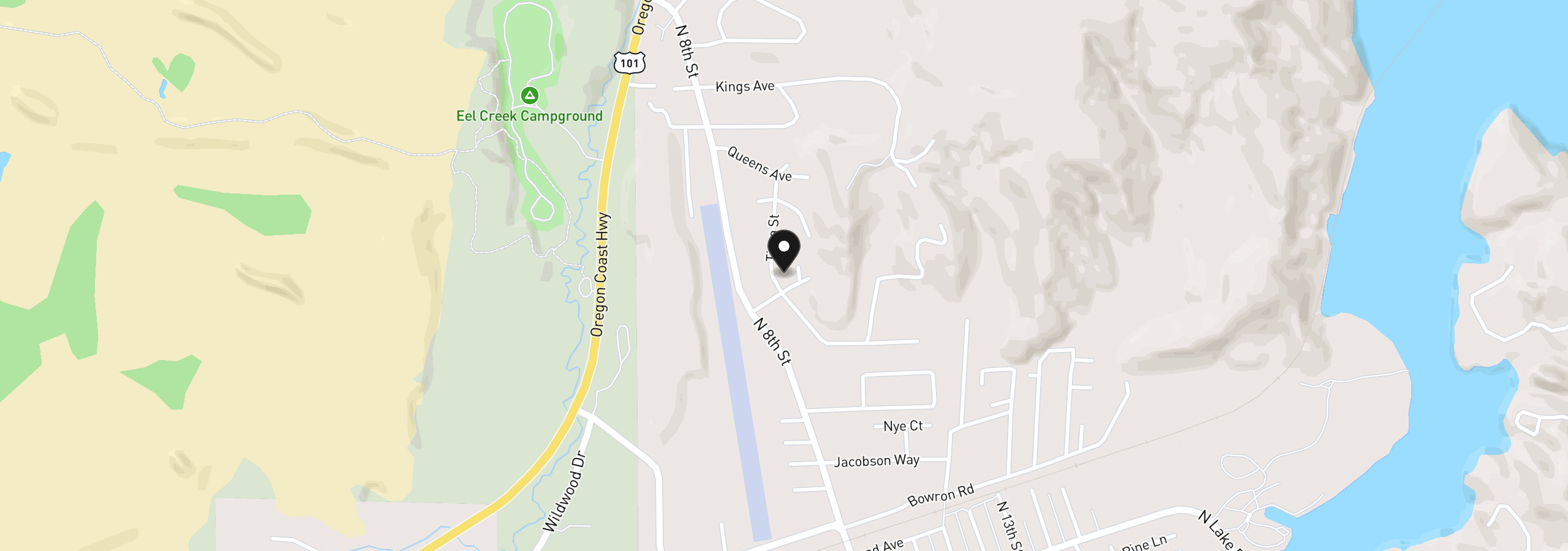 Map showing the location of 610 Tiara St, Lakeside, OR 97449