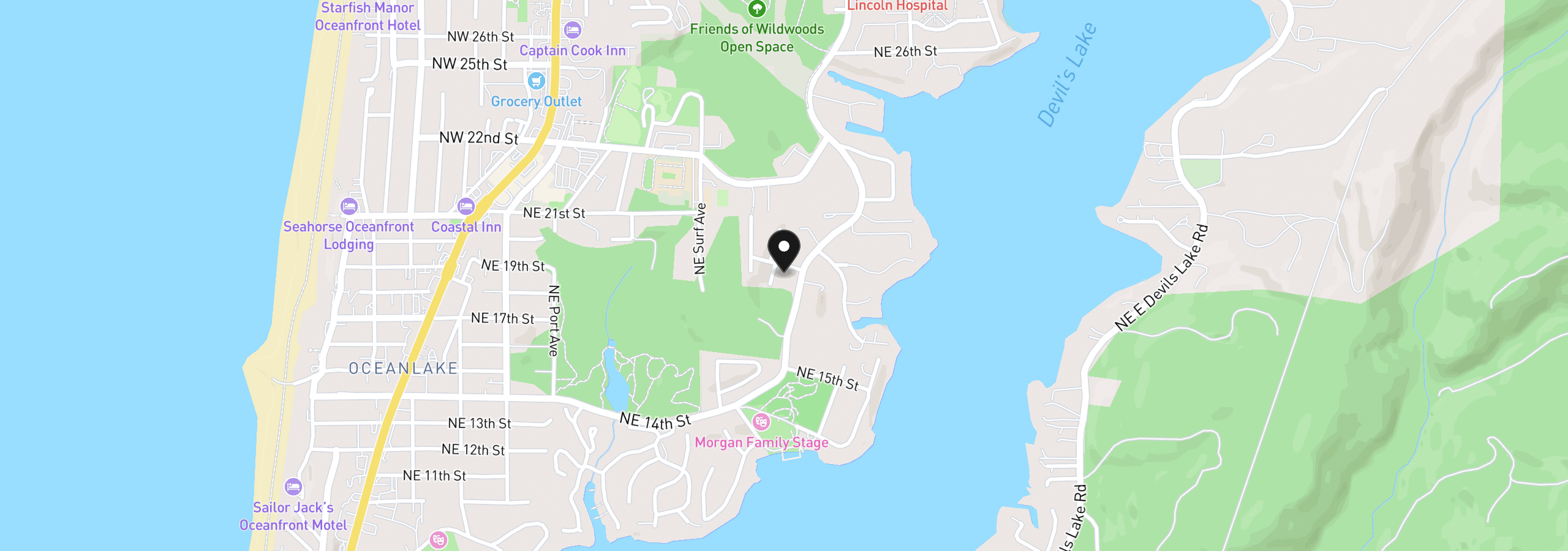 Map showing the location of 2758 NE 19th St, Lincoln City, OR 97367