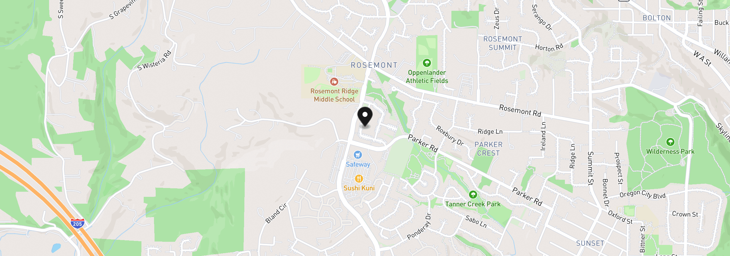 Map showing the location of 20447 Noble Ln, West Linn, OR 97068