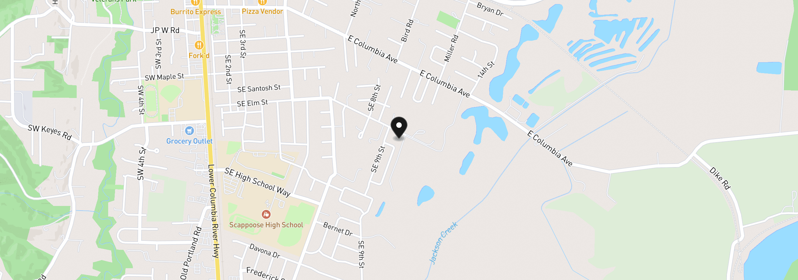 Map showing the location of 34148 SE Elm St A, Scappoose, OR 97056