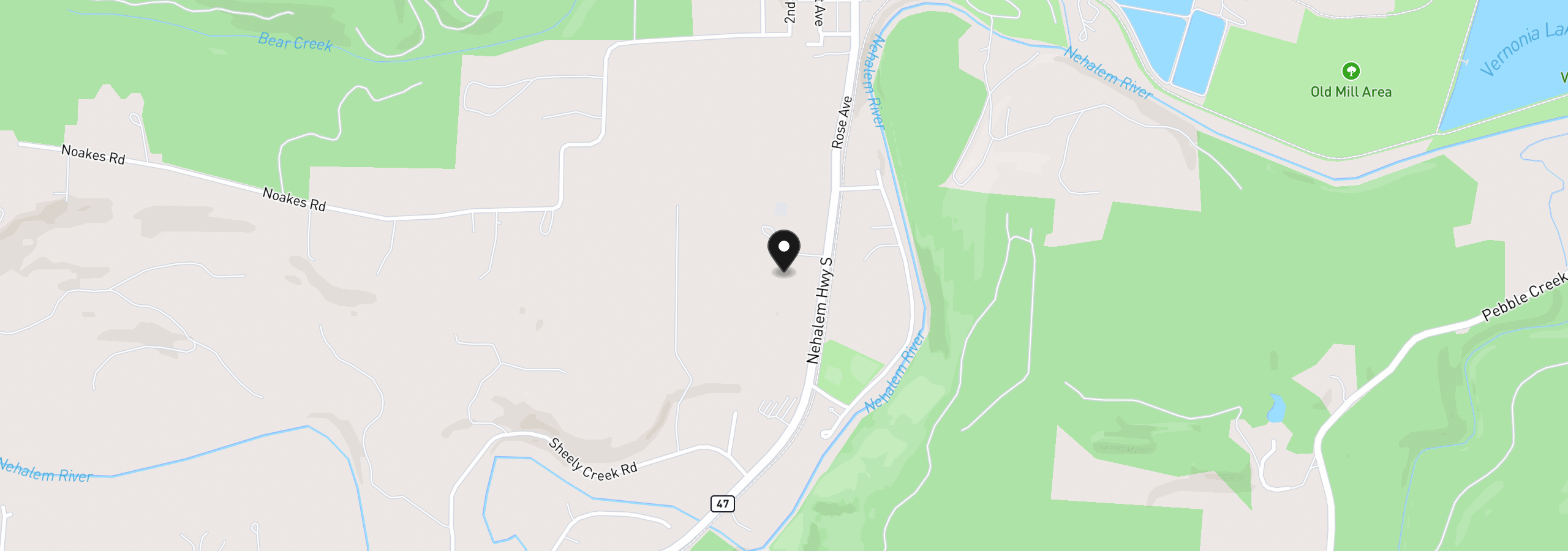 Map showing the location of 58901 Nehalem Hwy S, Vernonia, OR 97064
