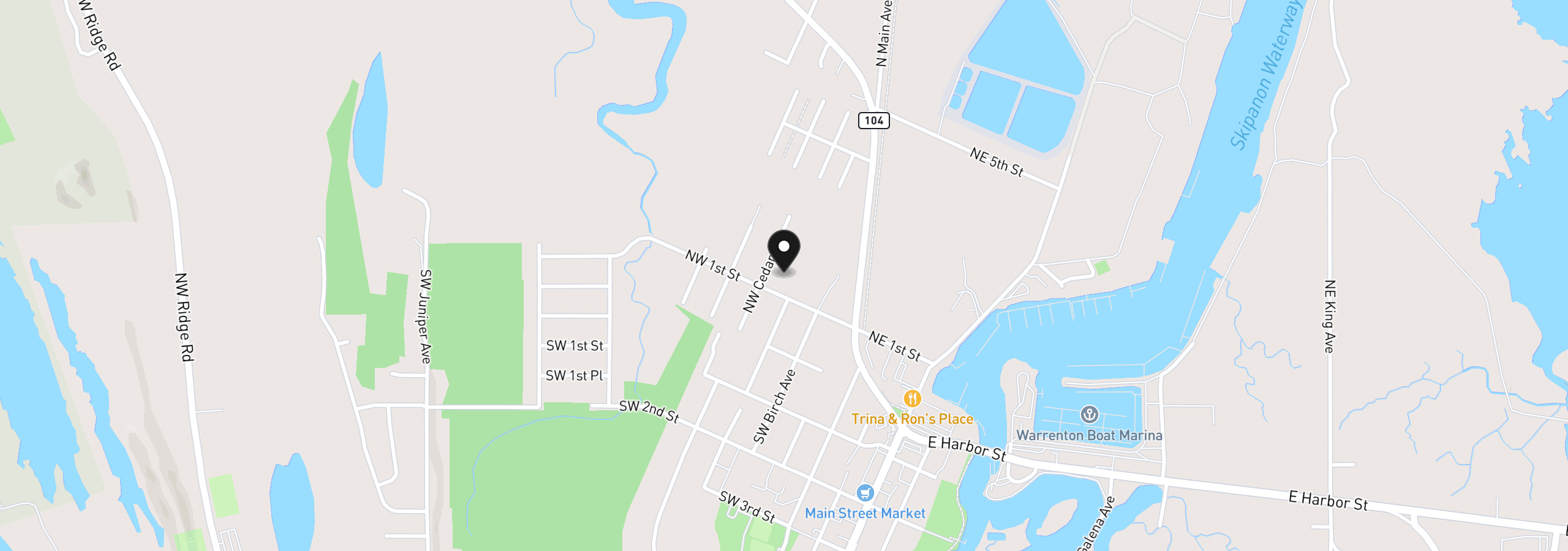 Map showing the location of 291 NW 1st St, Warrenton, OR 97146