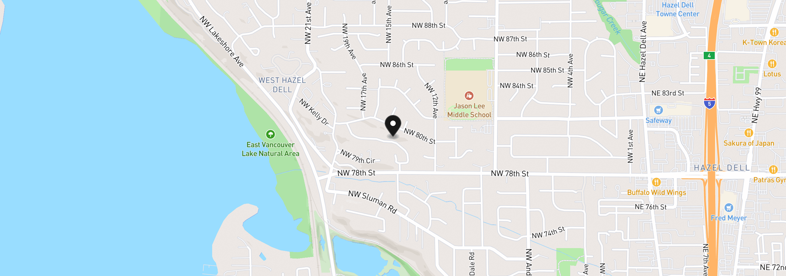 Map showing the location of 1510 NW Gregory Dr, Vancouver, Wa 98665