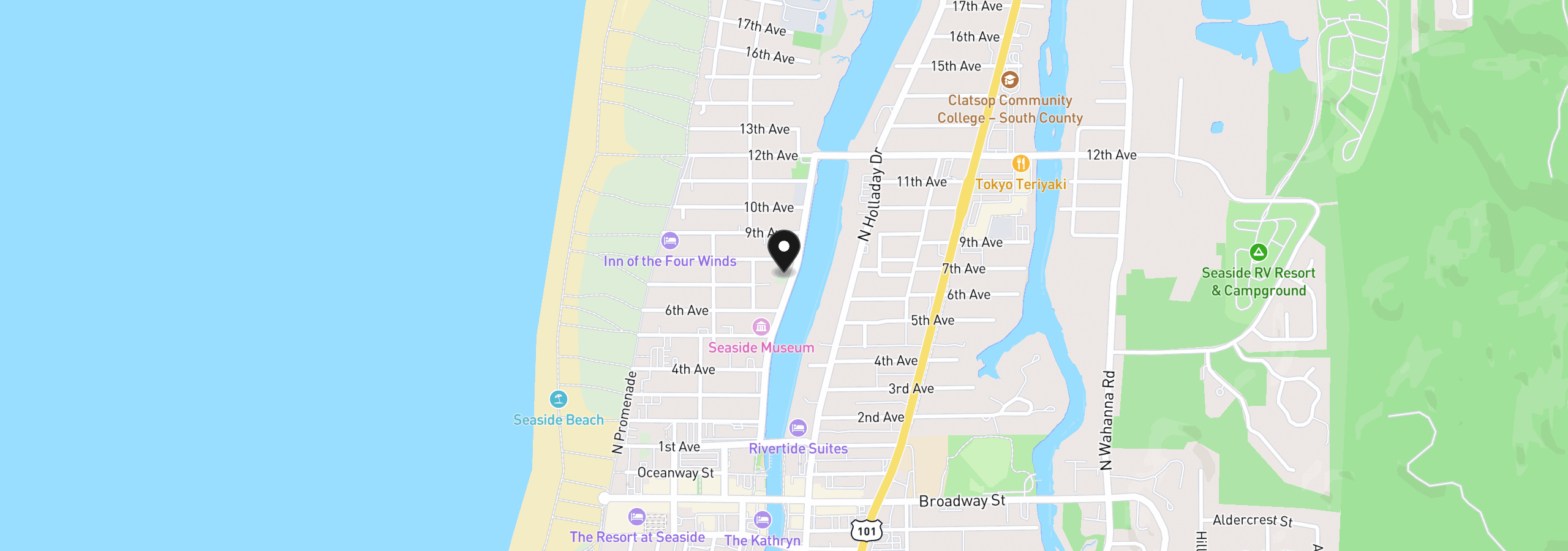Map showing the location of 0 Necanicum Dr Tract 3, Seaside, OR 97138