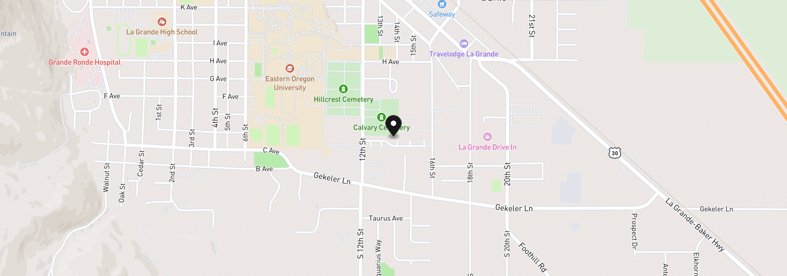 Map showing the location of 313 12th St 11, La Grande, OR 97850