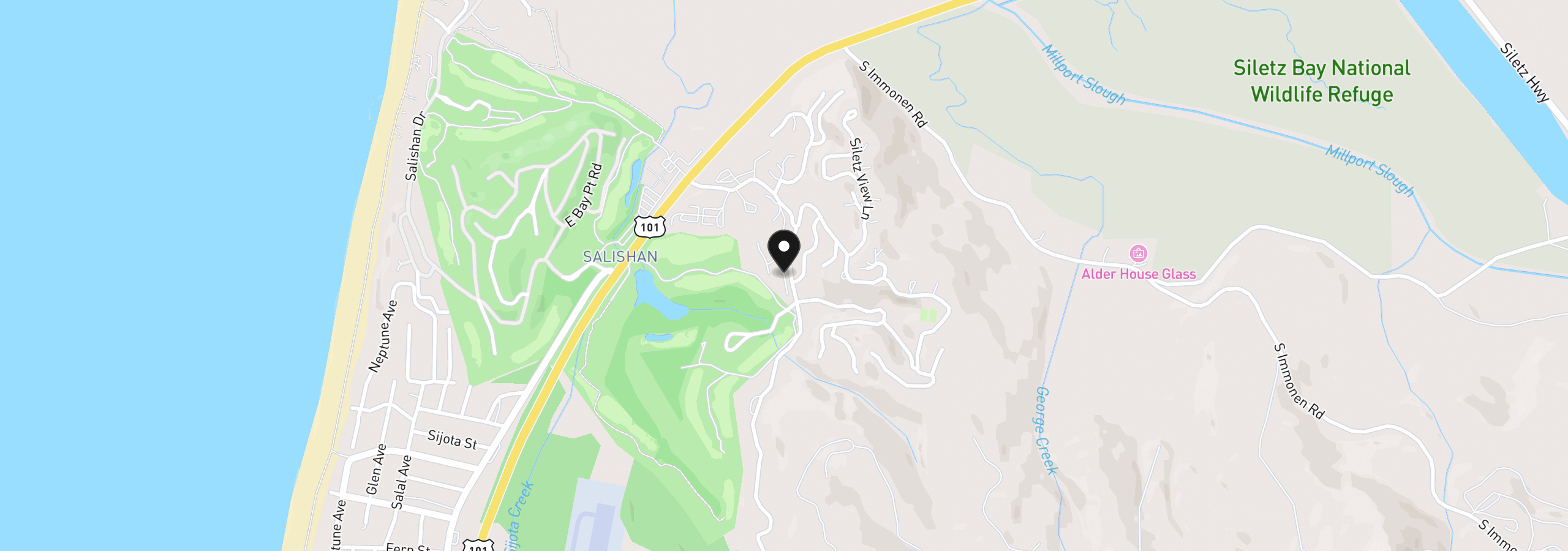 Map showing the location of 575 Fairway Dr, Gleneden, OR 97388