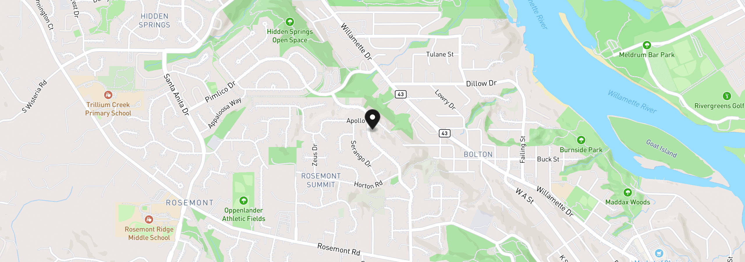 Map showing the location of 5565 Summit St, West Linn, OR 97068