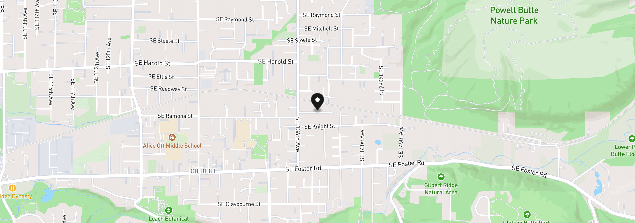 Map showing the location of 13741 SE Ramona St, Portland, OR 97236