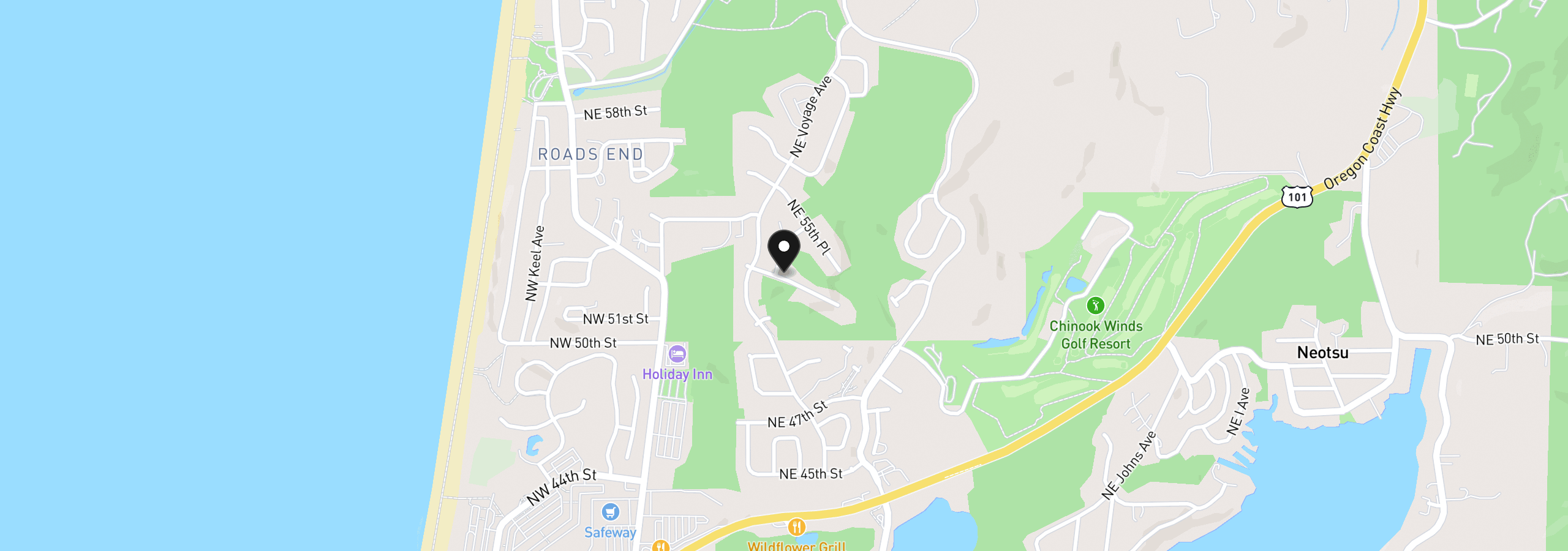 Map showing the location of 5244 NE Wave Ln, Lincoln City, OR 97367
