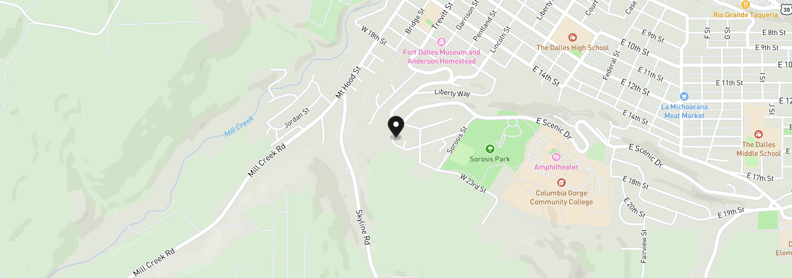 Map showing the location of 435 W 21st St, The Dalles, OR 97058