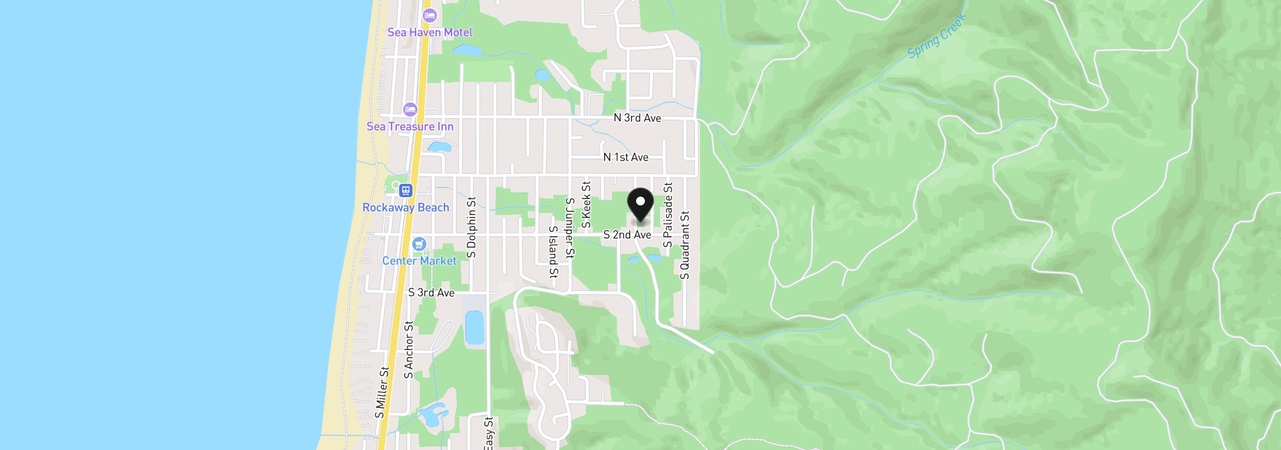 Map showing the location of 186 S Neptune St, Rockaway Beach, OR 97136